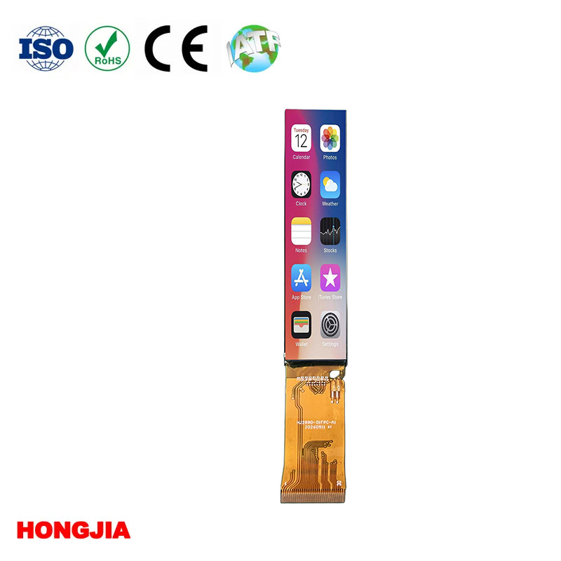 LCD tipo barra de 2,88 polegadas (120x640) com toque, interface SPI/MCU e suporte para microcontrolador